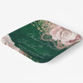 Assiettes En Carton Roses d'aquarelle romantique sur Mariage vert émer (Angulaire)