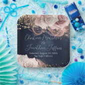 Assiettes En Carton Roses d'aquarelle romantique sur Moody Blue Mariag (Fête)