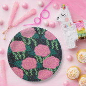 Assiettes En Carton Roses de choux roses (Fête)