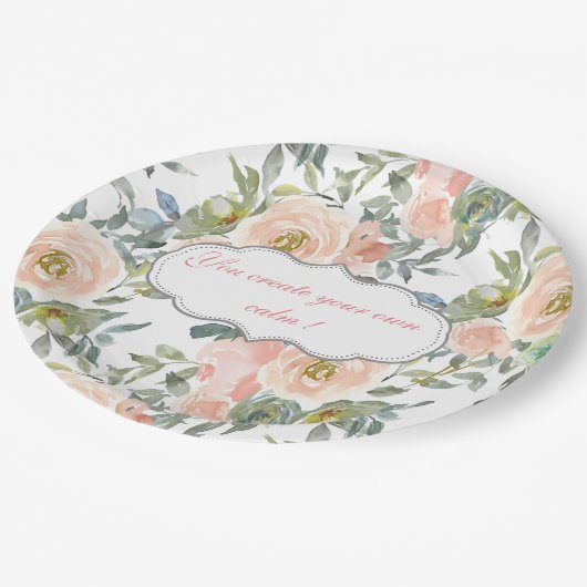 Assiettes En Carton Roses élégants, Message Motivationnel (Angle)