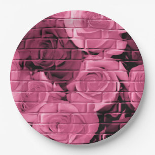 Assiettes En Carton Roses en briques 10 Plaques de papier-prune