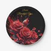 Assiettes En Carton Roses en fleur - Anniversaire élégant (Devant)