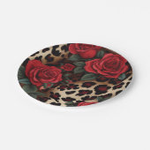 Assiettes En Carton Roses et Empreintes de léopard (Angle)