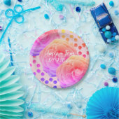 Assiettes En Carton Roses et points roses, Enregistrer la date, Plaque (Fête)