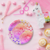 Assiettes En Carton Roses et points roses, Enregistrer la date, Plaque (Fête)