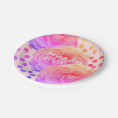 Assiettes En Carton Roses et points roses, Enregistrer la date, Plaque (Angle)