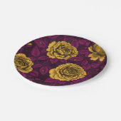 Assiettes En Carton Roses jaunes (Angle)