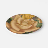 Assiettes En Carton Roses Jaunes & Pays Fête des mariées en bois rusti (Angle)
