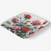 Assiettes En Carton Roses Longues Et Feuillus Rouges Et Roses Roses Ro (Angulaire)