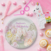 Assiettes En Carton Roses romantiques dans le quatre-vingt-dixième (Fête)