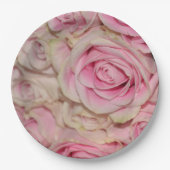 Assiettes En Carton Roses romantiques de crème rose (Devant)
