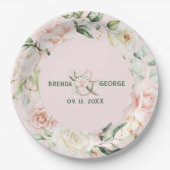Assiettes En Carton Roses rose pastel aquarelles wire (Devant)