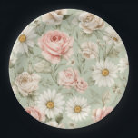 Assiettes En Carton Roses roses blancs Floral<br><div class="desc">De magnifiques roses roses et des marguerites blanches sur un fond vert sauge.  Parfait pour toutes les occasions.  Une jolie assiette en papier pour de nombreuses célébrations.</div>