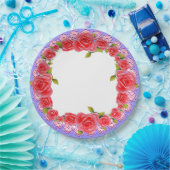 Assiettes En Carton Roses Roses Roses Roses Valentine Ajouter Vos Plaq (Fête)
