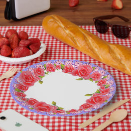 Assiettes En Carton Roses Roses Roses Roses Valentine Ajouter Vos Plaq