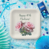 Assiettes En Carton Roses roses spéciales fête d'anniversaire pour ell (Fête)