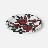 Assiettes En Carton Roses rouges. (Angle)