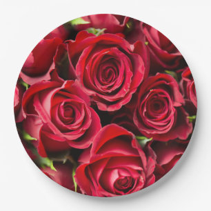 Assiettes En Carton Roses rouges