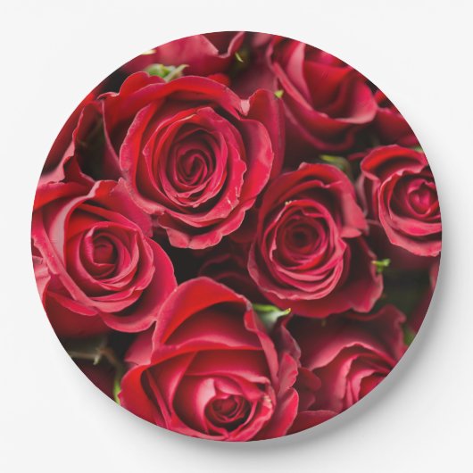 Assiettes En Carton Roses rouges (Devant)
