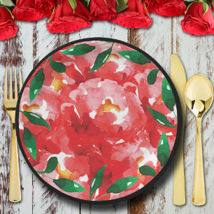 Assiettes En Carton Roses Rouges Chic Collage Floral