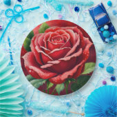 Assiettes En Carton Roses Rouges Élégantes Plutôt (Fête)