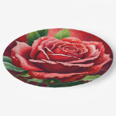 Assiettes En Carton Roses Rouges Élégantes Plutôt (Angle)