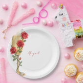 Assiettes En Carton Roses rouges sur Champagne Nom personnalisé (Fête)