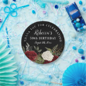 Assiettes En Carton Roses rouges sur Noir 50e anniversaire Merci (Fête)