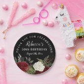 Assiettes En Carton Roses rouges sur Noir 50e anniversaire Merci (Fête)