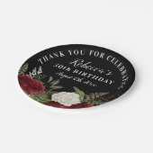 Assiettes En Carton Roses rouges sur Noir 50e anniversaire Merci (Angle)
