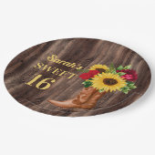 Assiettes En Carton Roses rouges Tournesols Cowboy Bottes Sweet 16 (Angle)