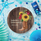 Assiettes En Carton Roses Rouges Tournesols Tournesol Bottes de fille (Fête)