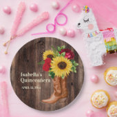 Assiettes En Carton Roses Rouges Tournesols Tournesol Bottes de fille (Fête)