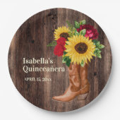 Assiettes En Carton Roses Rouges Tournesols Tournesol Bottes de fille (Devant)