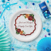 Assiettes En Carton Roses vierges profondes rouges et jaunes (Fête)