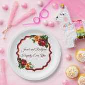 Assiettes En Carton Roses vierges profondes rouges et jaunes (Fête)