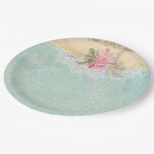 Assiettes En Carton Roses vintages (Angle)