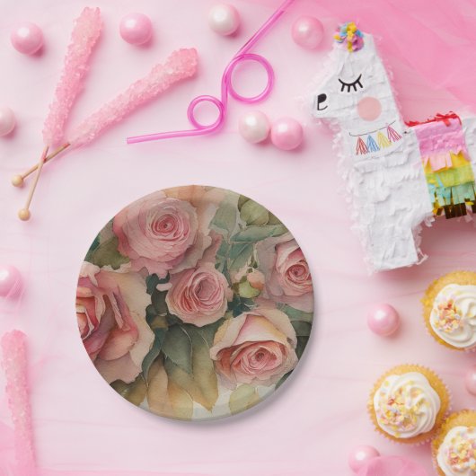 Assiettes En Carton Roses vintages (Fête)