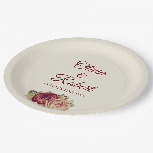 Assiettes En Carton Roses vintages (Angle)