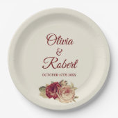 Assiettes En Carton Roses vintages (Devant)
