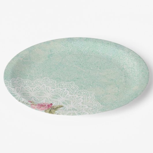 Assiettes En Carton Roses vintages (Angle)