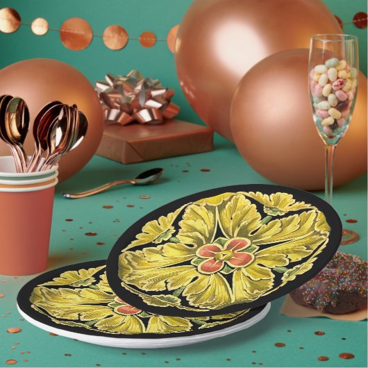 Assiettes En Carton Rosette architecturale antique n° 3 (Multi)