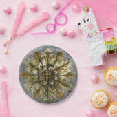 Assiettes En Carton Rosette décorative Demask sur Arrière - plan gris (Fête)