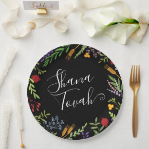 Assiettes En Carton Rosh Hashanah Jour de l'An juif Shana Tovah sur No