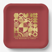 Assiettes En Carton Rosh Hashanah Plaque de nouvel an juive moderne (Recto)