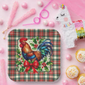 Assiettes En Carton Roster de Noël Rouge Vert (Fête)