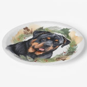 Assiettes En Carton Rottweiler Christmas Wreath Festive Pup (Angle)