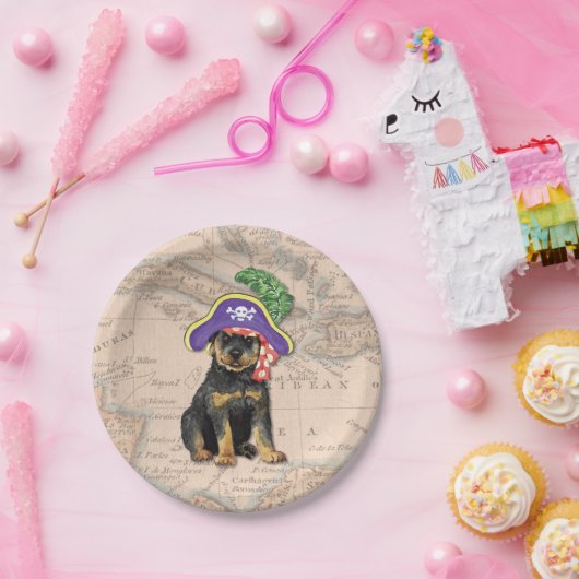 Assiettes En Carton Rottweiler Pirate (Fête)