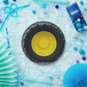 Assiettes En Carton Roue de tracteur de ferme jaune (Fête)