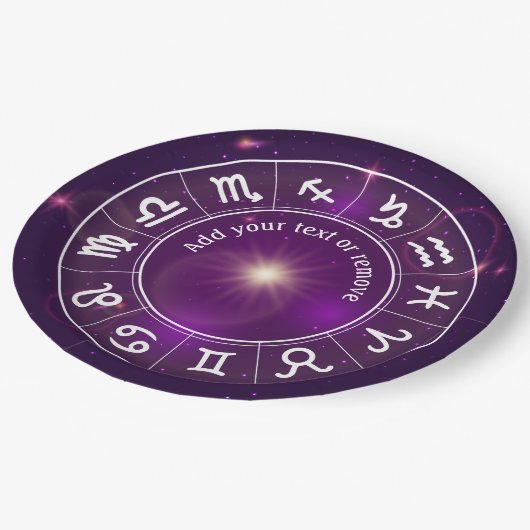 Assiettes En Carton Roue d'horoscope, astrologie, 12 signes de zodiaqu (Angle)